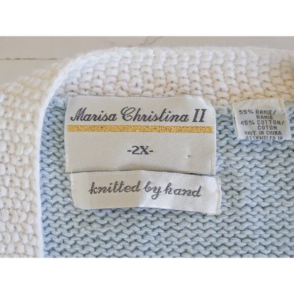 VTG Marisa Christina knit Sea Shore Sweater Vest 2X Cottagecore Whimsy Nautical - Picture 3 of 16